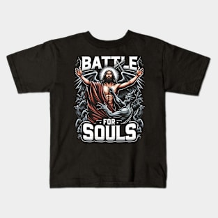 Battle for Souls, Jesus reaching out to save souls Kids T-Shirt